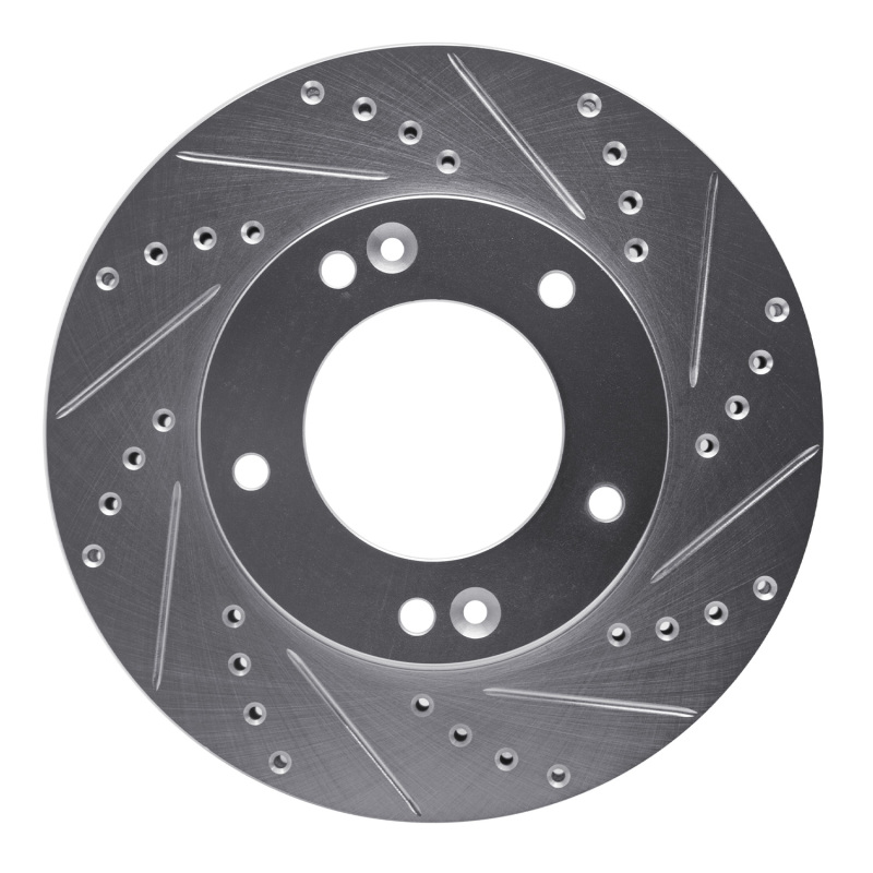 Kia Sorento Brake Rotor (1) - Front Right - R1 Concepts - Drilled & Slotted - Silver - `03-`06